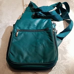 Travelon green leather crossbody bag